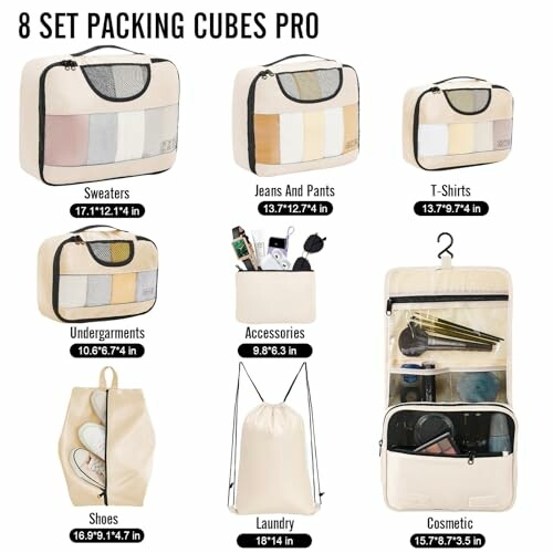 Veken 8 Set Packing Cubes