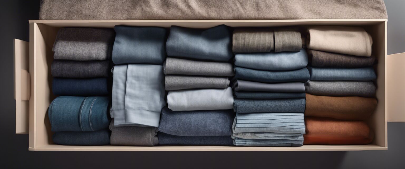 Clothes neatly arranged in a packing folder