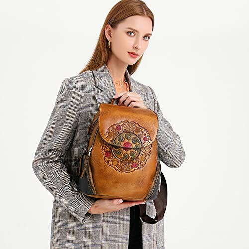 Leather Backpack for Women Organizer